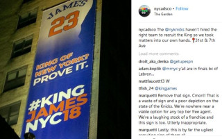 Ņujorkā izvietots īpašs plakāts ar aicinājumu Džeimsam pāriet uz "Knicks"