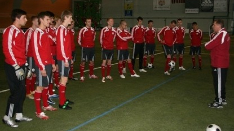 Latvijas U-21 izlase pirmsspēles treniņā
Foto: LFF Preses daļa