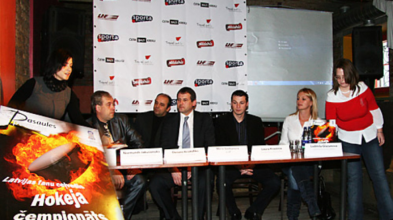 Prese konference par ceļvedi uz Pasaules čempionātu hokejā Bratislavā.
Foto: Baiba Blomniece / www.sportadraugiem.lv