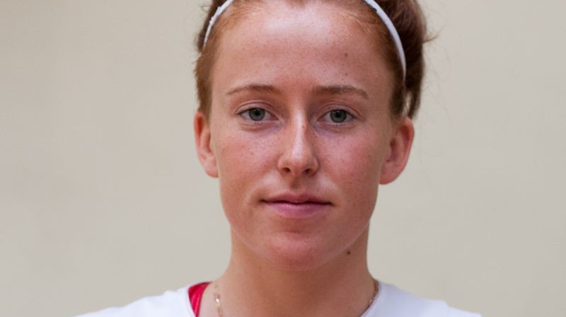 Agate Geka - Latvijas U18 izlases rezultatīvākā spēlētāja mačā ar Dānijas komandu.
Foto: basket.lv