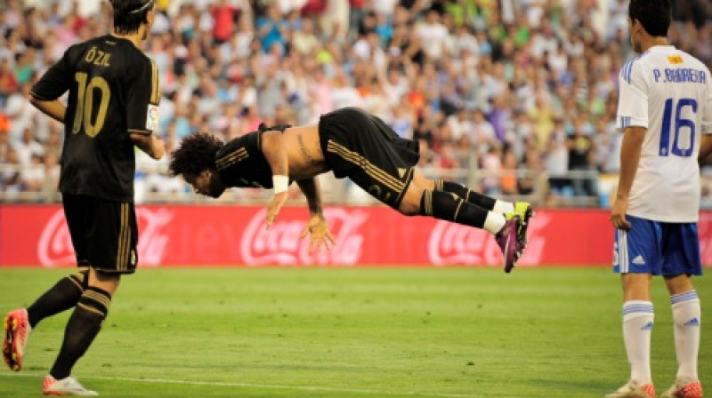 Brazīlis Marselu ("Real Madrid") atzīmē savu vārtu guvumu
Foto: AP/Scanpix