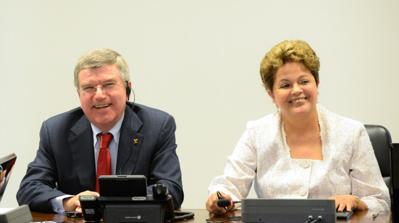 SOK prezidents Tomass Bahs un Brazīlijas prezidente Dilma Rusefa (2014) 
Foto: rio2016.com