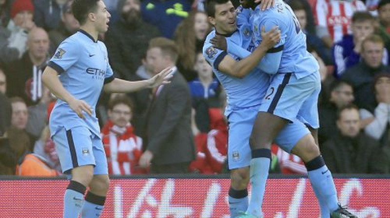 "Manchester City" spēlētāji pēc vārtu guvuma
Foto: AP/Scanpix