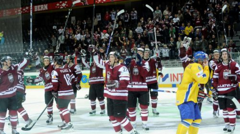 Latvija zviedrus apspēlējusi vienu reizi - 2009. gadā pēcspēles metienos ar 3:2
Foto: Romāns Kokšarovs, Sporta Avīze, f64