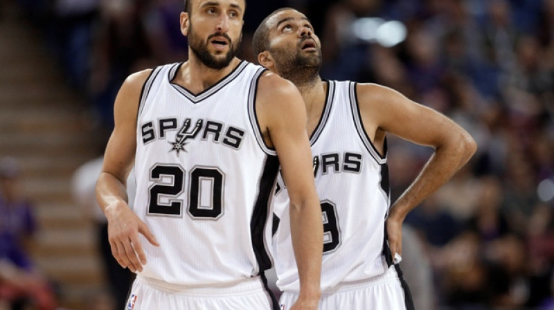 Džinobili un Tonijs Pārkers jau 14. sezonu pēc kārtas spēlēs kopā "Spurs" rindās
Foto:AP/Scanpix