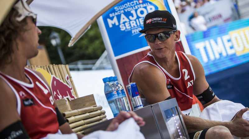 Aleksandrs Samoilovs un Jānis Šmēdiņš
Foto: fivb.org