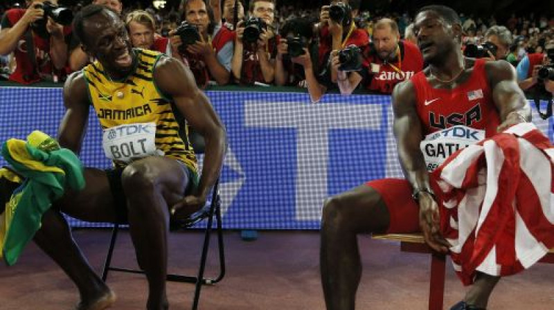 Juseins Bolts un Džastins Getlins
Foto: AFP/Scanpix