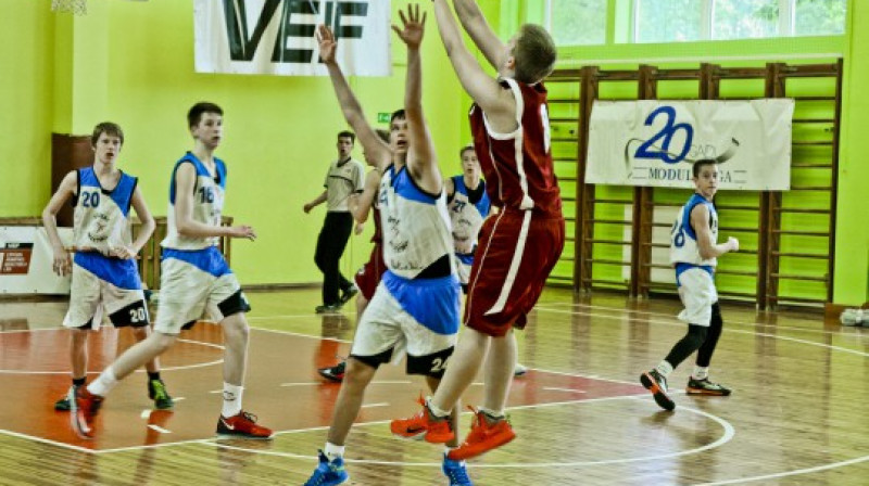 VEF LJBL U17 grupas finālturnīra spēle Ogrē 2015.gada maijā.
Foto: basket.lv