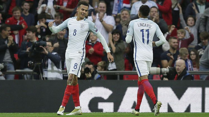 Anglijas otro vārtu autors Dele Ali un Džese Lingārds
Foto: AP/Scanpix