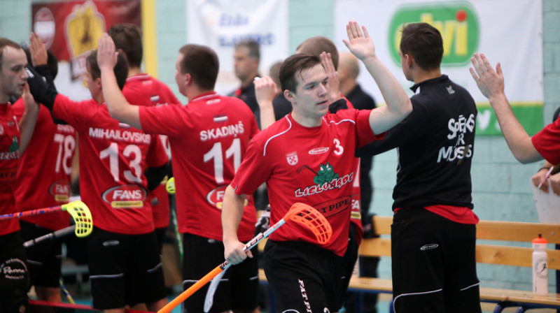 "Lielvārdes/FatPipe" labā mačā pret "Lekringu" pirmos vārtus guva Ralfs Jonikāns
Foto: Ritvars Raits, floorball.lv