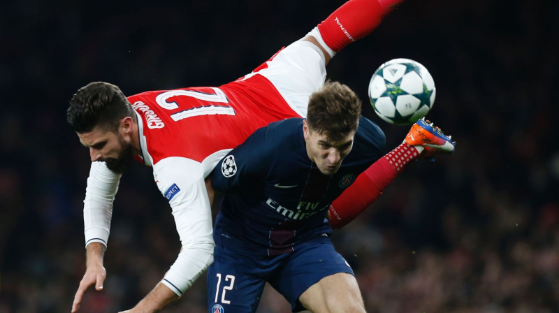 Vai Olivjē Žirū un "Arsenal" uzlēks augstāk par Tomā Menjē un PSG?
Foto: AFP/Scanpix