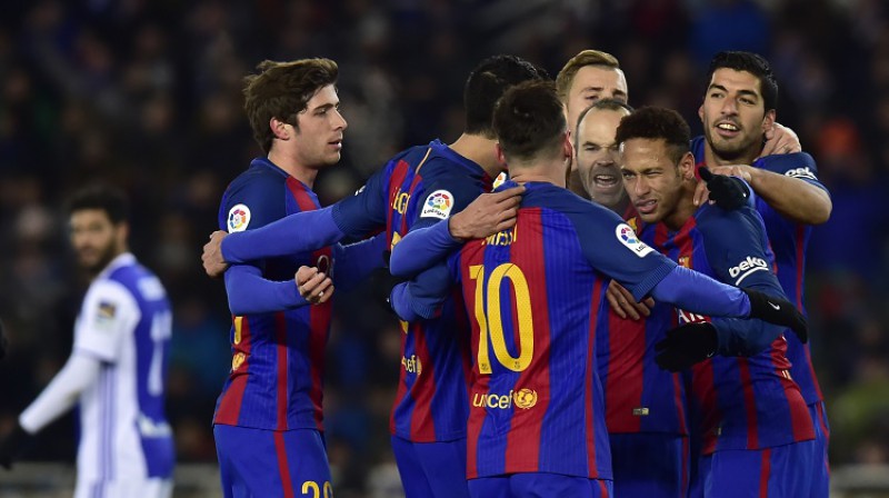 "Barcelona" pēc vārtu guvuma
Foto: AP/Scanpix