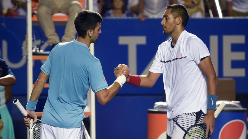 Novaks Džokovičs nespēja tikt klāt Nika Kirjosa servei
Foto: AFP/Scanpix