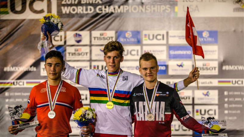 Mikus Strazdiņš (pa labi) 
Foto: 2017 UCI BMX World Championships