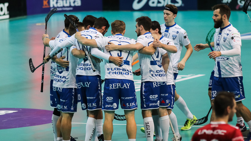 "Florbal Chodov" komanda svin uzvaru pār "Lielvārde/FatPipe" pāridarītājiem
Foto: IFF Floorball