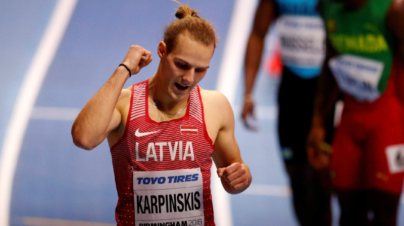 Austris Karpinskis pēc finiša Birmingemā
Foto:  Reuters/Scanpix