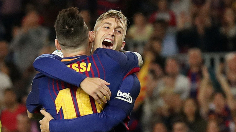 Žerārs Deulofeu kopā ar Lionelu Mesi
Foto: Reuters/Scanpix