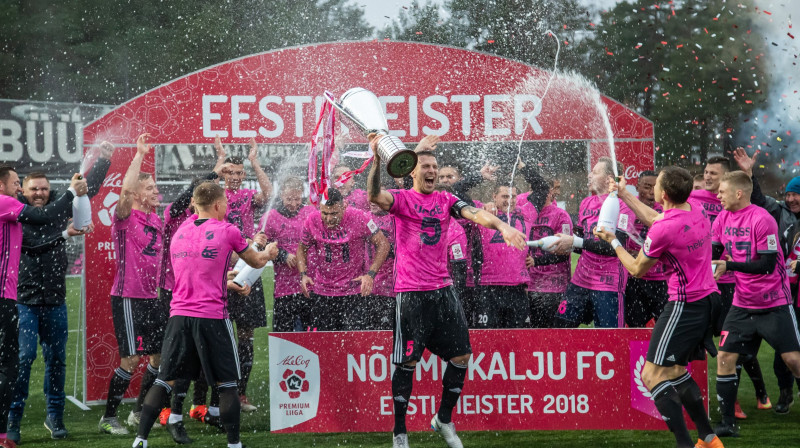 Nemmes "Kalju" priecājas par Igaunijas čempionu titulu. Foto: Eesti Media/Scanpix