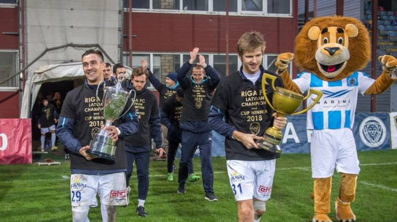 Aizvadītās sezonas Virslīgas čempione "Riga FC". Foto: Zigismunds Zālmanis/Riga FC