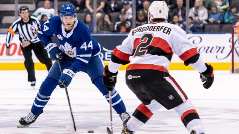 Kristiāns Rubīns pret Belvilas "Senators". Foto: Toronto Marlies