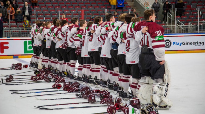 Latvijas U18 izlase. Foto: Guntis Lazdāns, lhf.lv