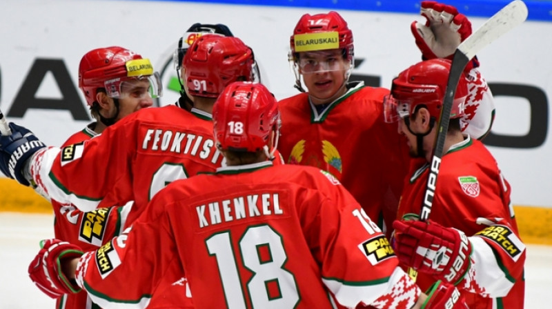 Baltkrievijas izlase pēc viena gada prombūtnes atgriežas elites divīzijā. Foto: IIHF