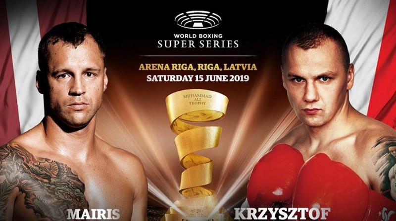 Mairis Briedis un Kšištofs Glovackis. Foto: World Boxing Super Series