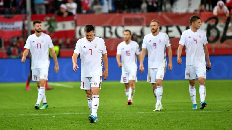 Latvijas izlase Austrijā. Foto: AFP/Scanpix