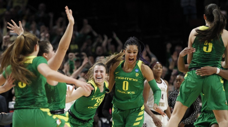 Satu Saballi un "Oregon Ducks" 2019. gadā sasniedza NCAA čempionāta "Četru finālu". Foto: The Columbian