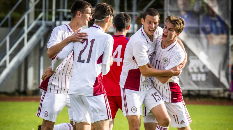 Latvijas U19 futbola izlase. Foto: LFF