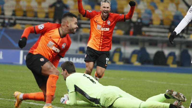 Doņeckas "Shakhtar" atzīmē vārtus. Foto: Reuters/Scanpix