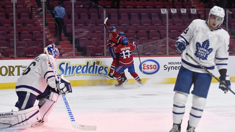 Jesperi Kotkaniemi atzīmē uzvaras vārtus. Foto: USA Today Sports/Scanpix