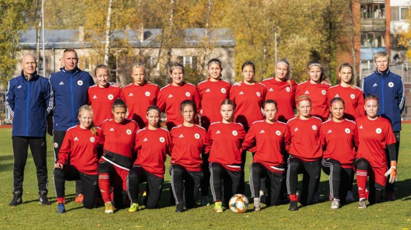 Latvijas U19 sieviešu futbola izlase. Foto: LFF