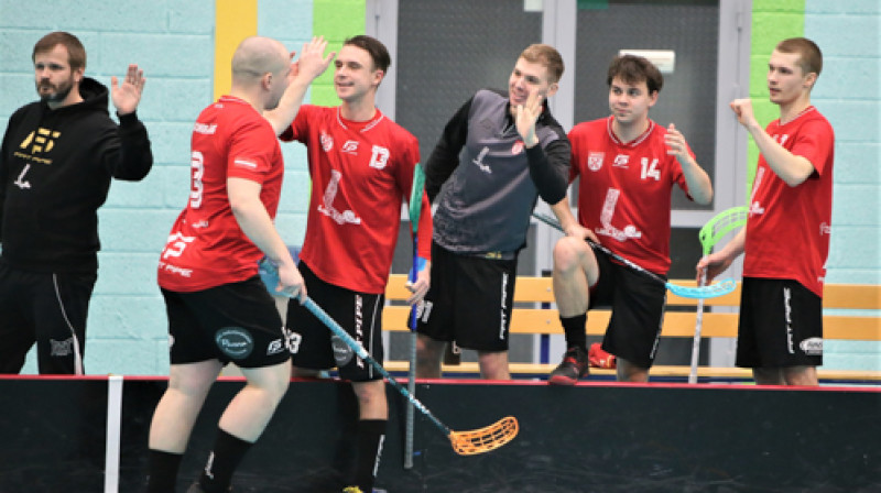 Vārtus guvis lielvārdietis Ralfs Jonikāns. Foto: Ritvars Raits, floorball.lv