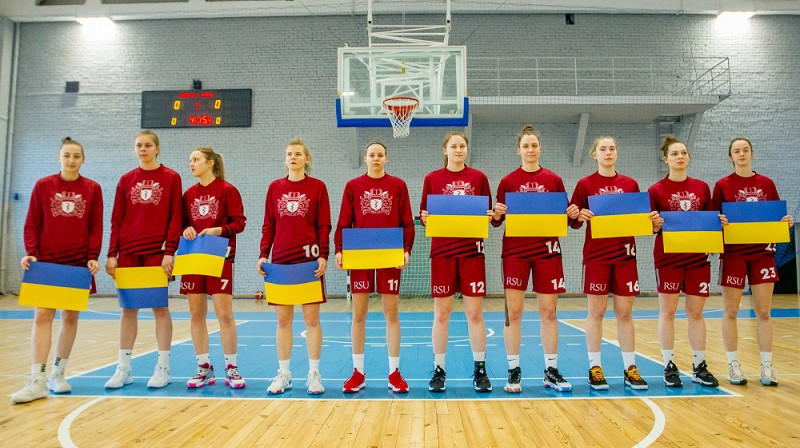 RSU basketbolistes 2022. gada 2. martā Kauņā. Foto: Evaldas Šemiotas