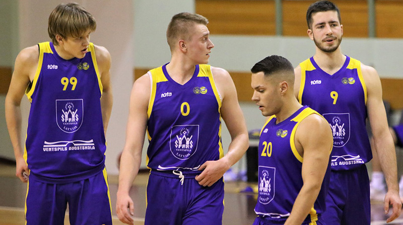 "Spars/Ventspils Augstskola" basketbolisti. Foto: Renārs Buivids