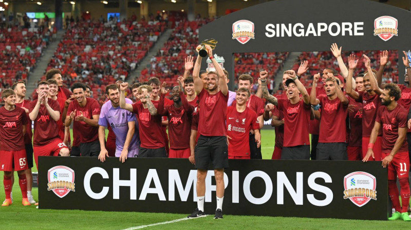 "Liverpool" komanda Singapūrā. Foto: Caroline Chia/Reuters/Scanpix