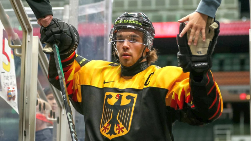 Vācijas U20 izlases kapteinis Jans-Luka Muncenbergers. Foto: IIHF