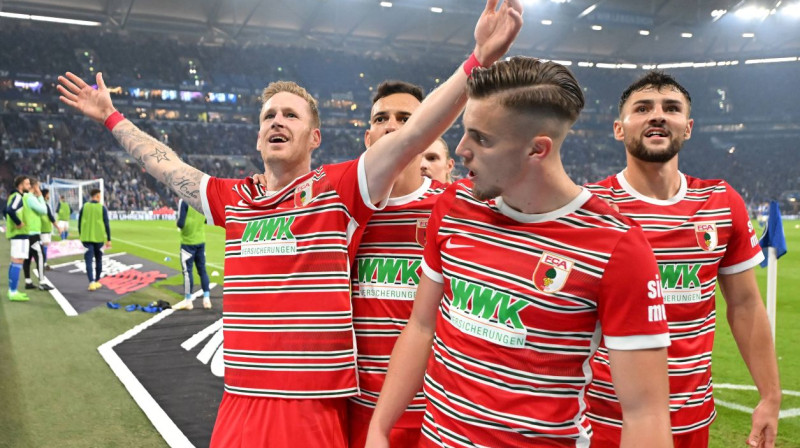 "Augsburg" futbolisti svin vārtu guvumu. Foto: Ulrich Hufnagel/Imago Images/Scanpix