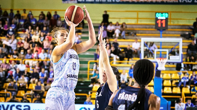 Aleksa Gulbe: 10 punkti debijas spēlē Eirolīgā. Foto: EuroLeague Women