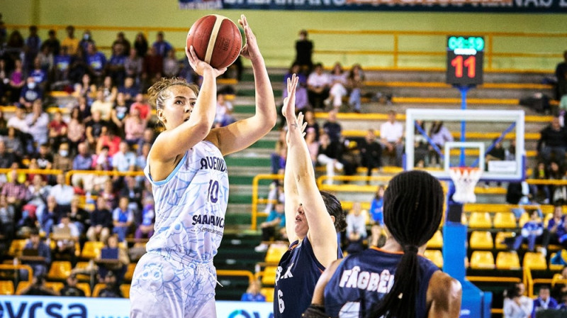 Aleksa Gulbe 2022. gada 26. oktobrī. Foto: EuroLeague Women