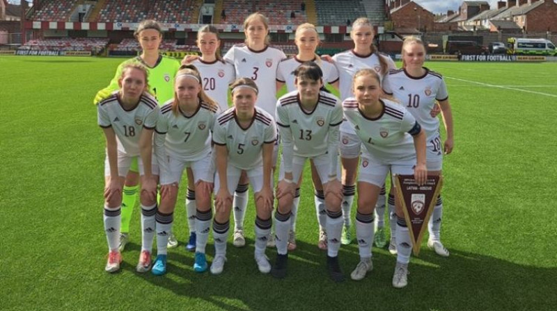 Latvijas U19 sieviešu futbola izlase. Foto: LFF