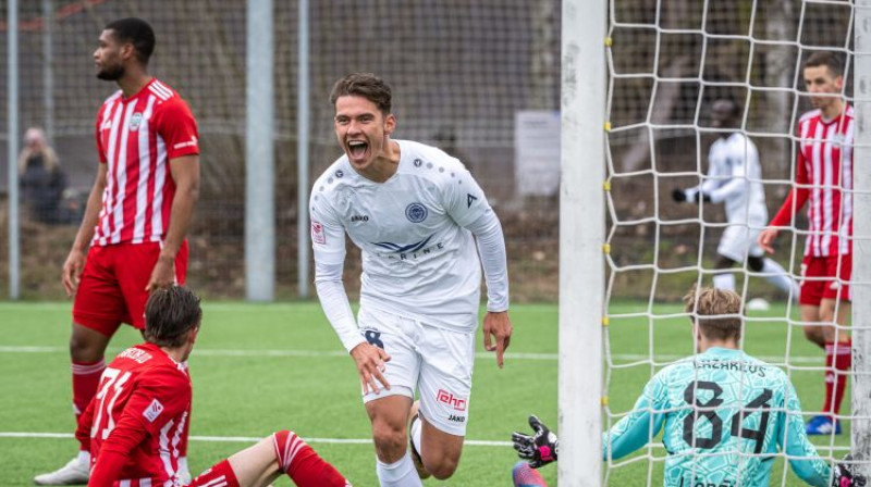 Marko Regža svin vārtu guvumu Liepājā. Foto: Zigismunds Zālmanis/rigafc.lv