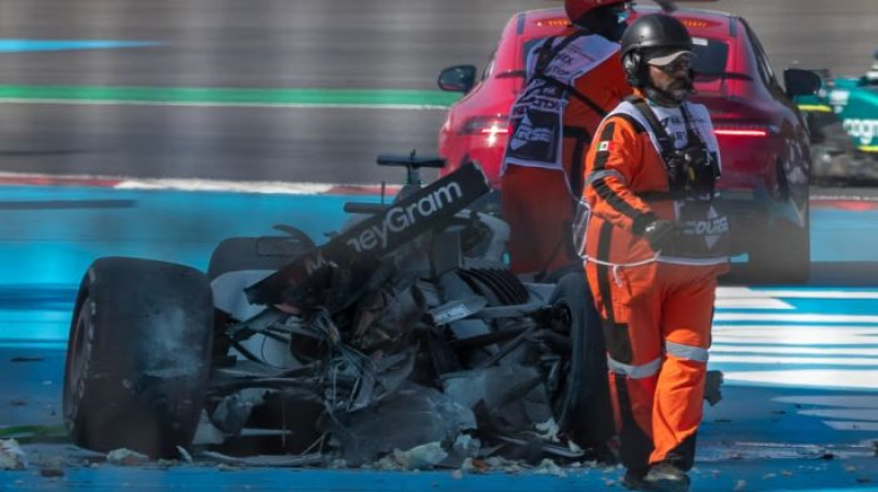 Magnusena auto pēc avārijas. Foto: formula1.com