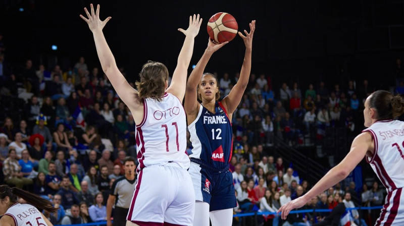 Evelīna Otto un Iliana Rupēra 2023. gada 9. novembrī. Foto: EuroBasket Women