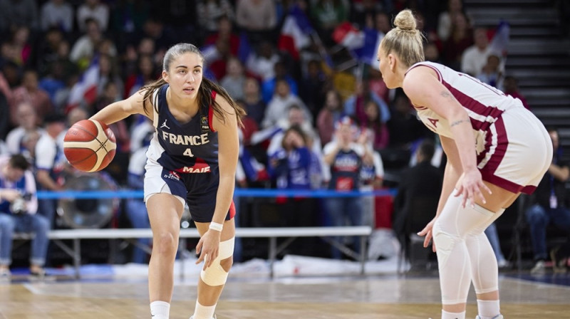 Marina Fatū un Ilze Jākobsone 2023. gada 9. novembrī. Foto: EuroBasket Women