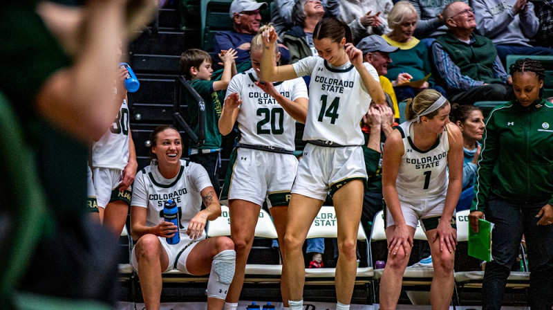 Marta Leimane priecājas. Foto: Colorado State WBB