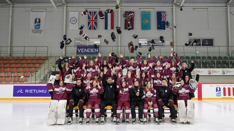 Latvijas U18 valstsvienība 2025. gadā. Foto: Guntis Lazdāns/LHF