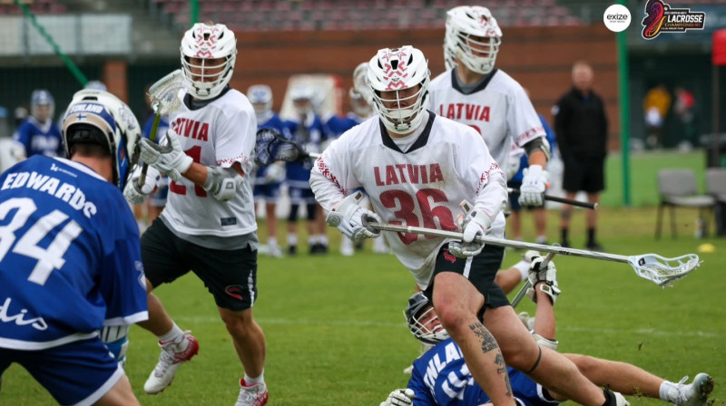 Latvijas lakrosa valstsvienības spēlētāji. Foto: Marek Stor