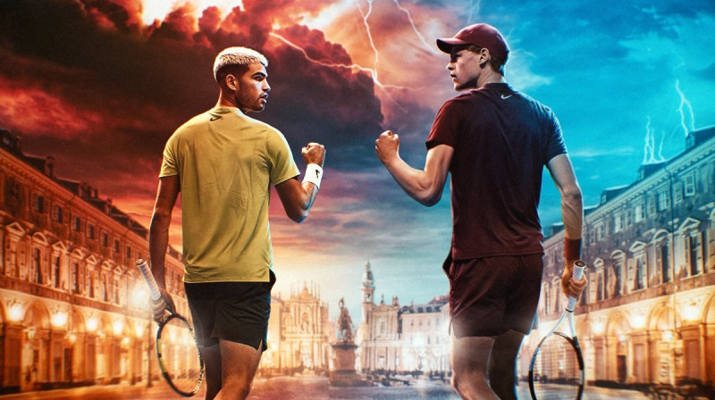 Karloss Alkarass un Janniks Sinners. Foto: Tennis TV